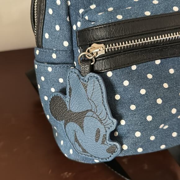 Disney LoungeFly | Minnie Mouse Demin Polka Dot NWOT - Picture 3 of 9
